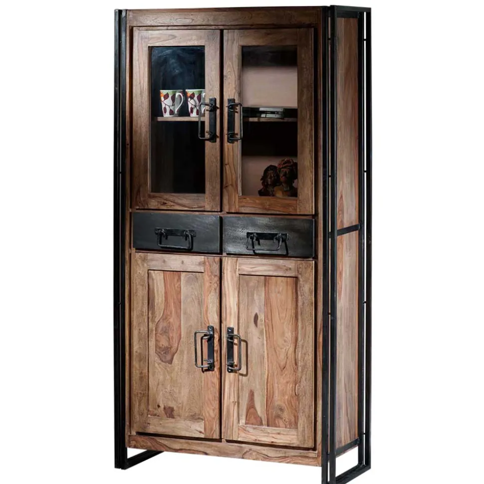 Vitrinenschrank Mendoza aus Akazie Massivholz