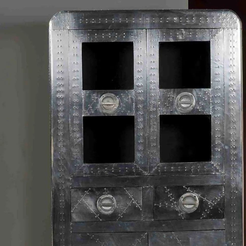 Vitrinenschrank Pilot in Alufarben