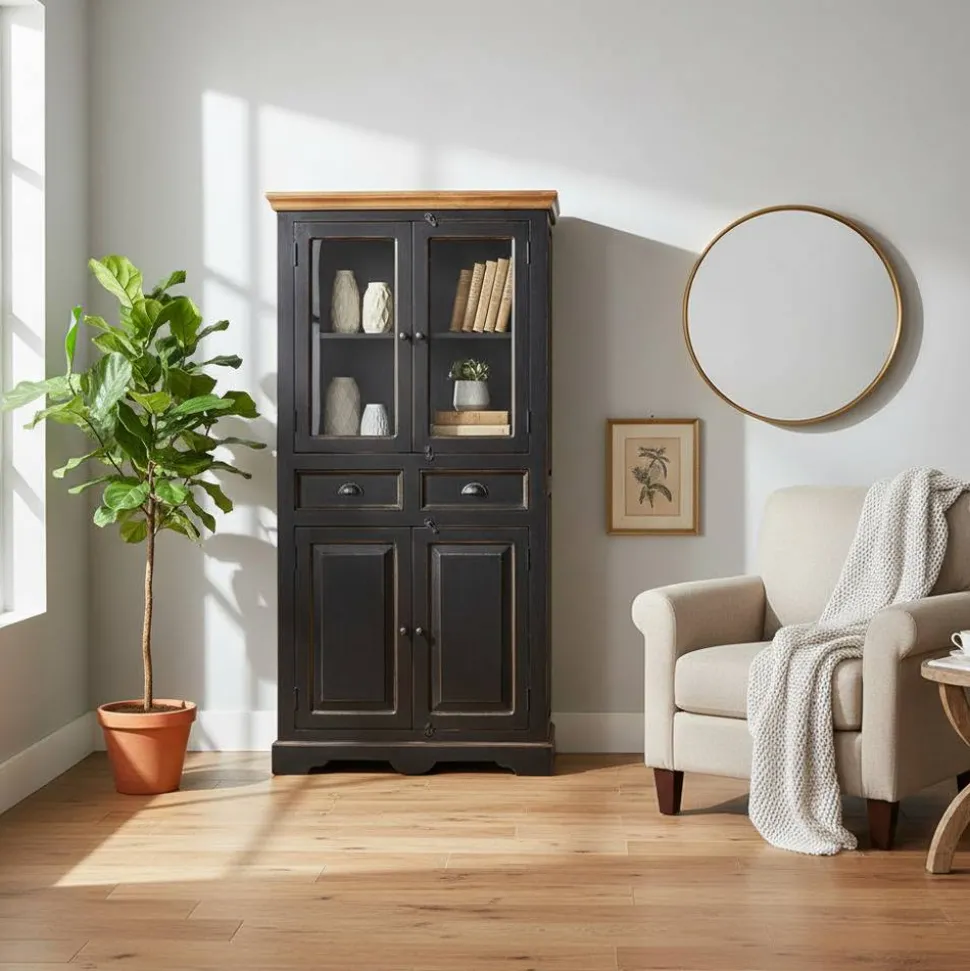 Vitrinenschrank Sentiments in Schwarz