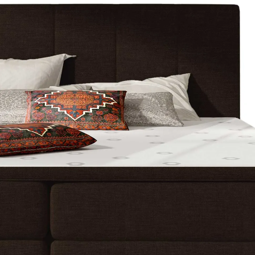 Vollausgestattetes Polsterbett in Dunkelbraun - Tabara