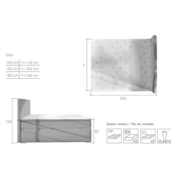Vollausgestattetes Polsterbett in Dunkelbraun - Tabara