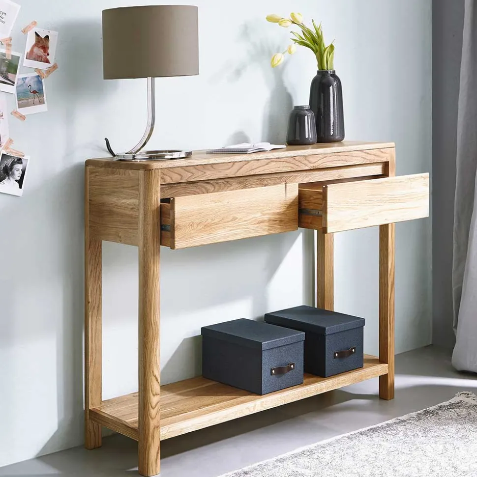 Wand Konsolentisch Uvinessa aus Wildeiche massiv geölt