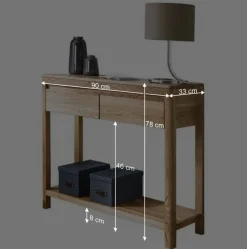 Wand Konsolentisch Uvinessa aus Wildeiche massiv geölt