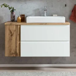 Wand Waschbeckenschrank mit Aufsatzbecken - Eight