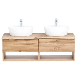 Wand Waschtisch mit zwei Aufsatz-Waschbecken - Tofias