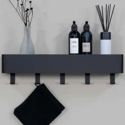 Wandablage mit Haken in Schwarz - Straits