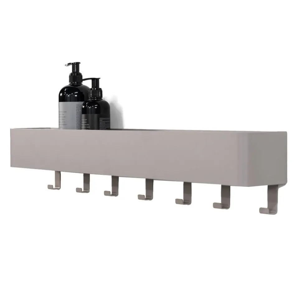 Wandablage mit Hakenleiste in Taupe - Suennas