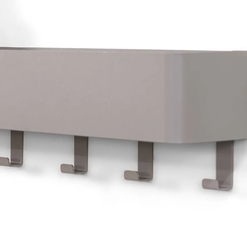 Wandablage mit Hakenleiste in Taupe - Suennas