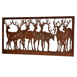 Wandbild Hirsch Silhouetten Rost Look - Chadey