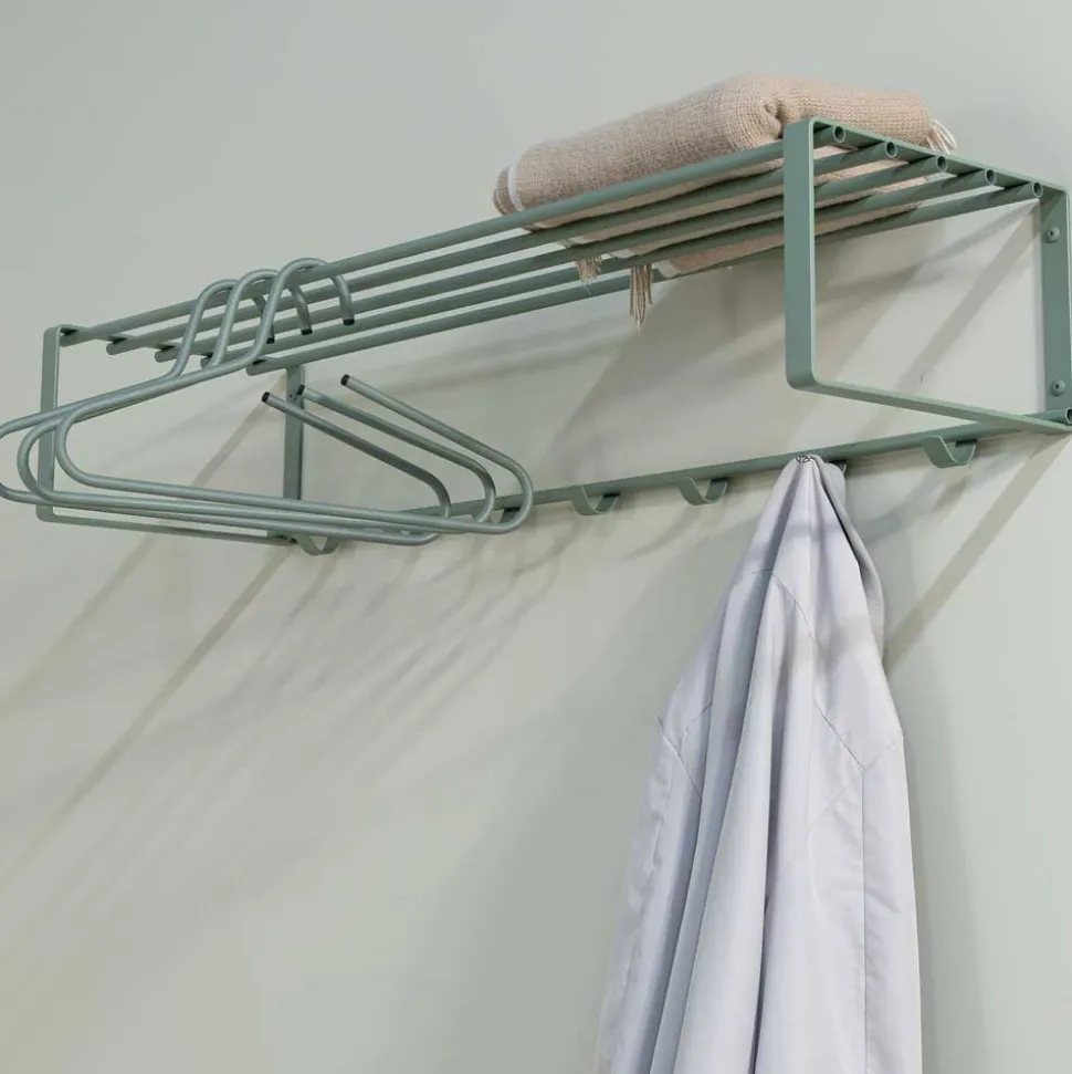 Wand-Garderobe aus Stahl in Graugrün - Satroni