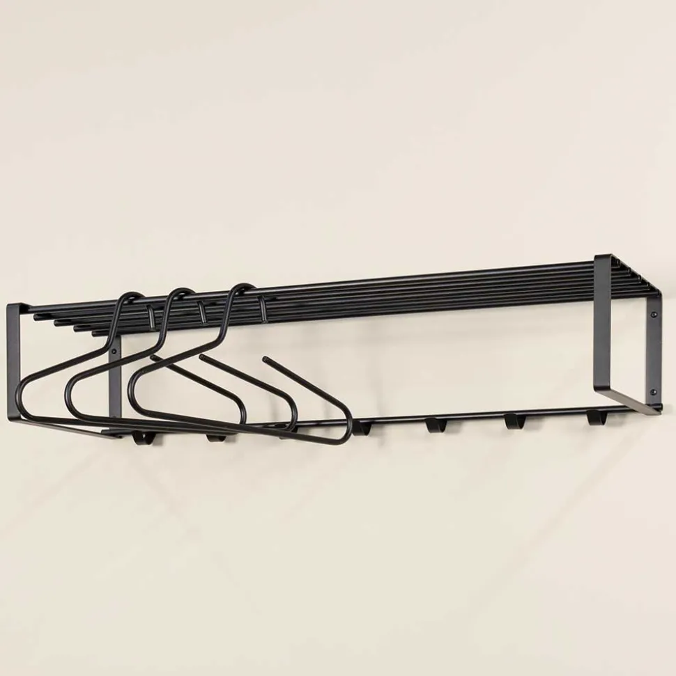 Wandgarderobe mit 7 Kleiderhaken & Hutablage - Satroni