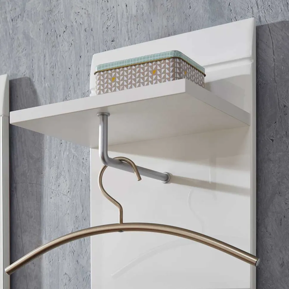 Wandgarderoben Paneel Tiondon in Hochglanz Weiß