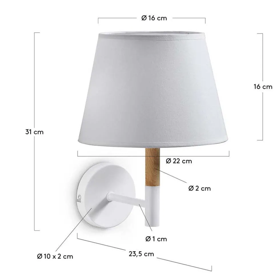 Wandleuchte in Weiß & Buche - Vitablos