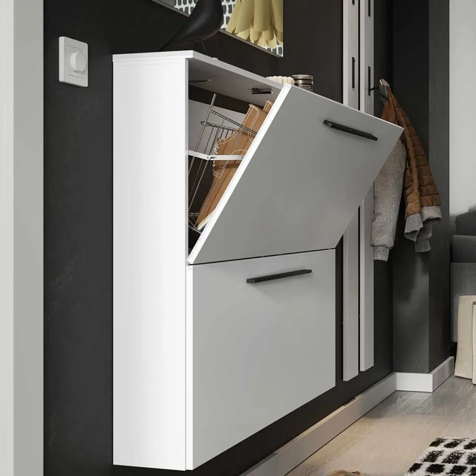 Wandmontage Schuhschrank in Weiß - Zyana