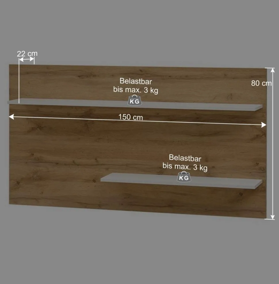 Wandpaneel Wandboard mit zwei Böden - Nonessia