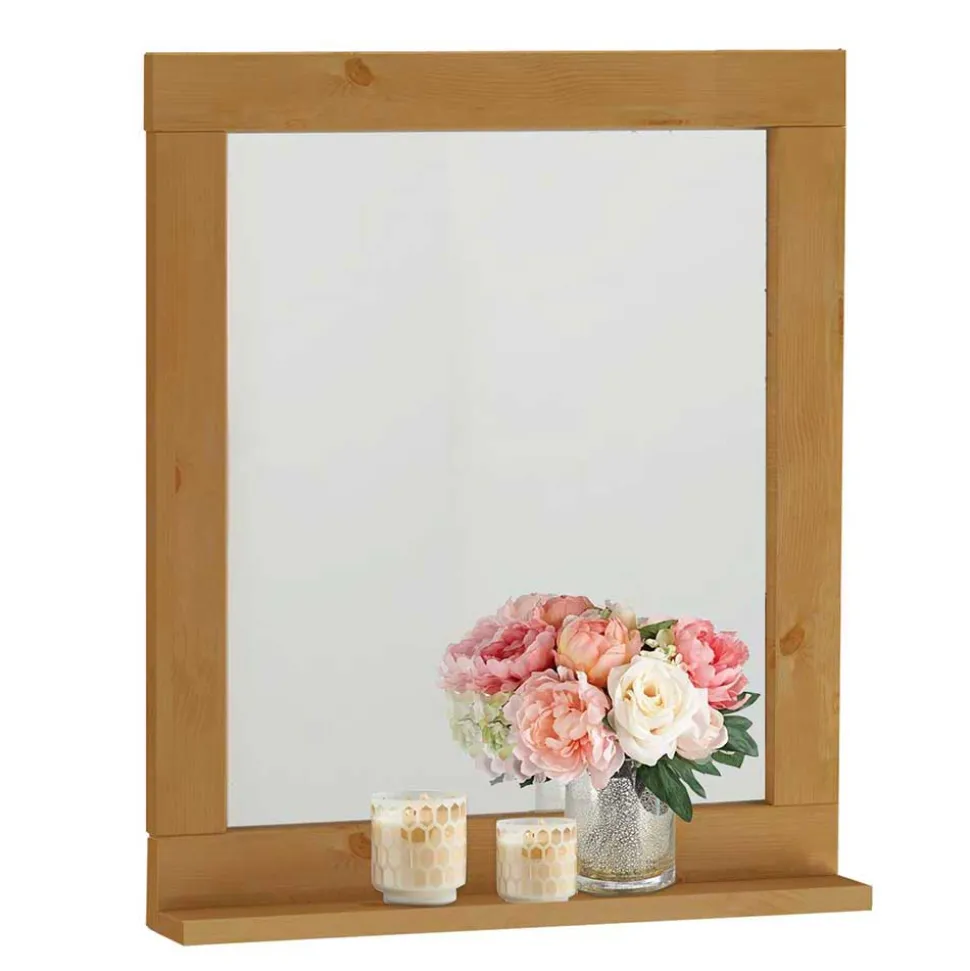 Wandspiegel mit Ablage & Rahmen aus Holz - Puneca