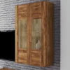 Wandvitrine Vaskov aus Wildeiche Massivholz