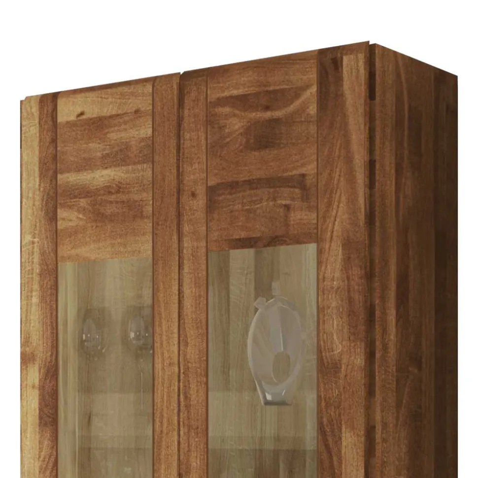 Wandvitrine Vaskov aus Wildeiche Massivholz