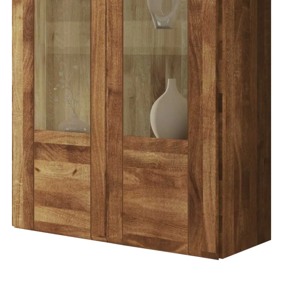 Wandvitrine Vaskov aus Wildeiche Massivholz