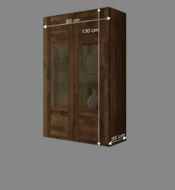 Wandvitrine Vaskov aus Wildeiche Massivholz