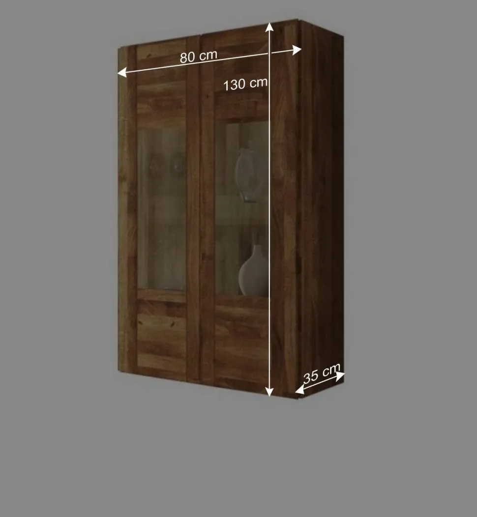 Wandvitrine Vaskov aus Wildeiche Massivholz