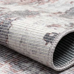 Waschbarer Teppich in Blaugrau und Terracotta - Ursela