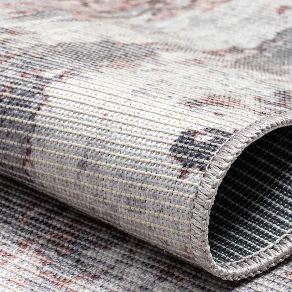 Waschbarer Teppich in Blaugrau und Terracotta - Ursela