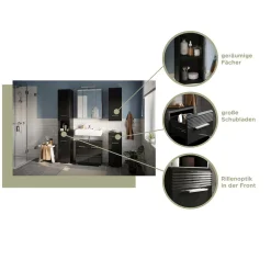 Waschbecken Unterschrank in Schwarz Hochglanz - Culina