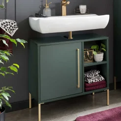 Waschbeckenschrank in Dunkelgrün & Gold - Aqua