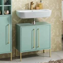 Waschbeckenschrank in Mintgrün & Gold - Aparcian