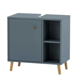 Waschbeckenschrank in Petrol Blau & Eiche - Matrera