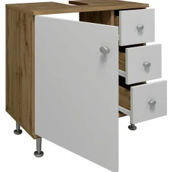 Waschbeckenschrank mit drei Schubladen & Tür - Nelani I