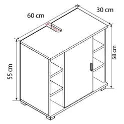 Waschbeckenschrank mit Tür und sechs Fächern - Musone