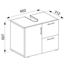 Waschbeckenschrank mit zwei Schubladen und Tür - Cranies