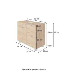 Waschbecken-Unterschrank in Wildeiche Holzoptik - Sucaeva