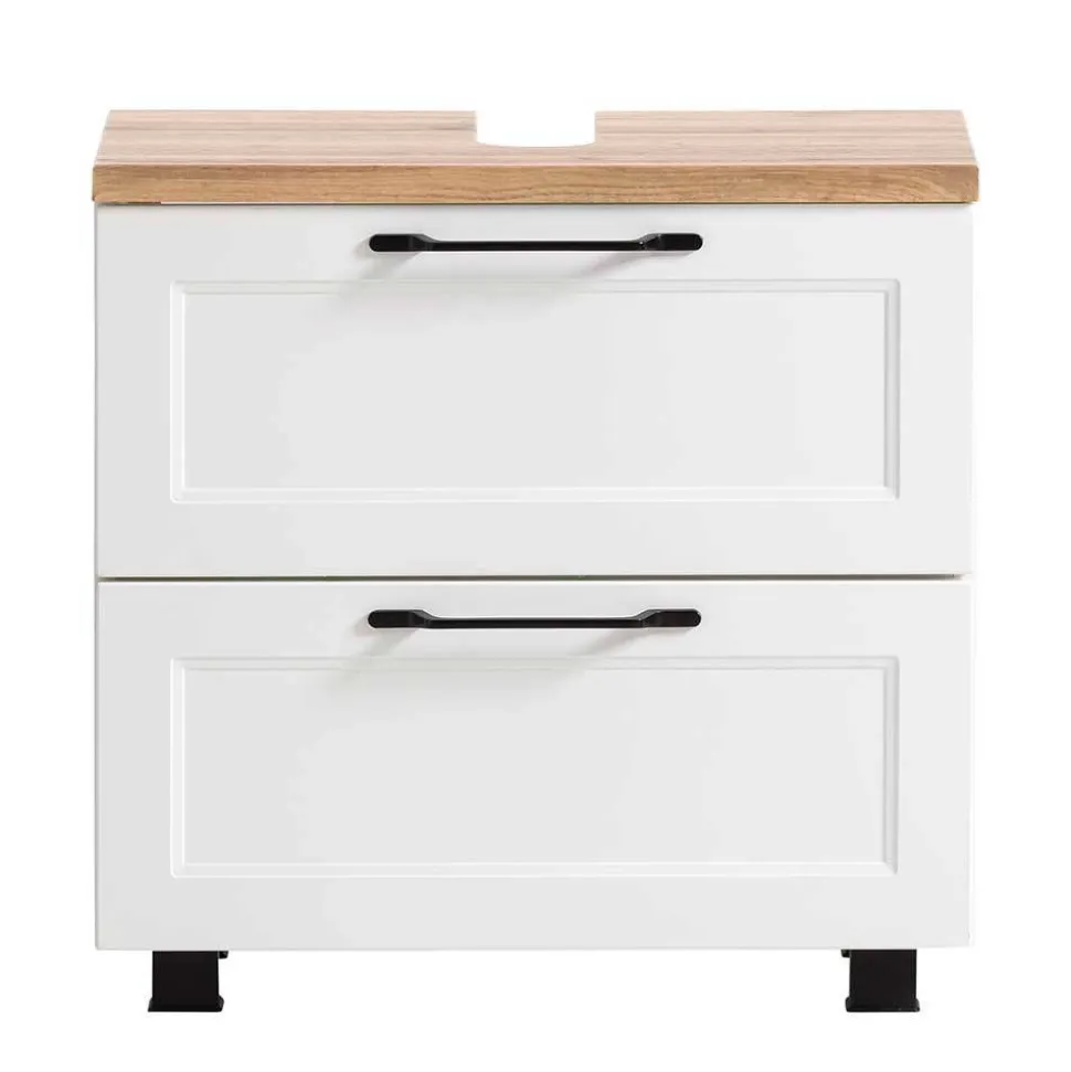 Waschbeckenunterschrank in Weiß mit Wildeiche - Gyatso