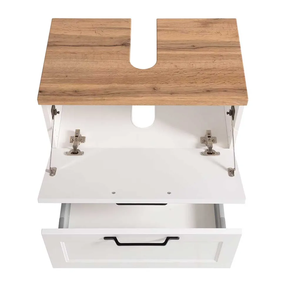 Waschbeckenunterschrank in Weiß mit Wildeiche - Gyatso