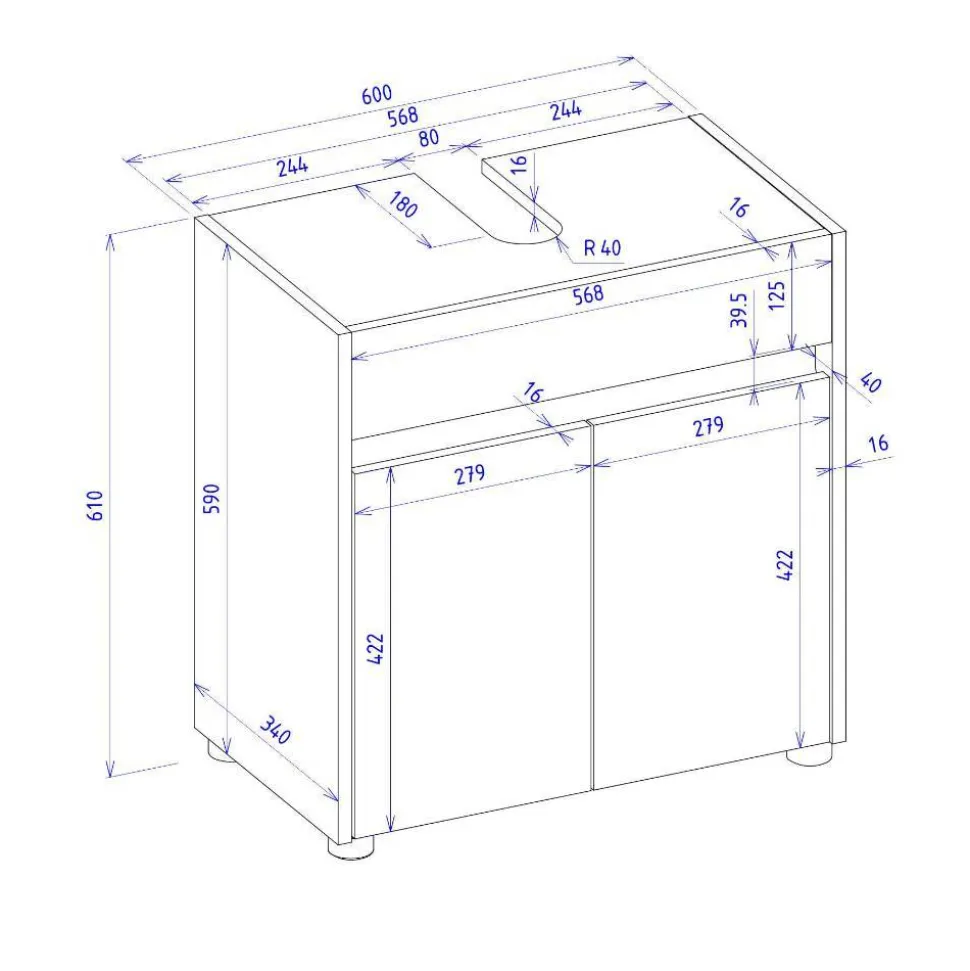 Waschbeckenunterschrank in Anthrazit - Ahilav