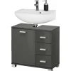 Waschbeckenunterschrank in Grau glänzend - Ulivia