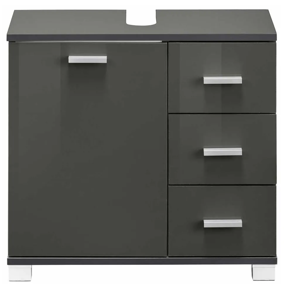 Waschbeckenunterschrank in Grau glänzend - Ulivia