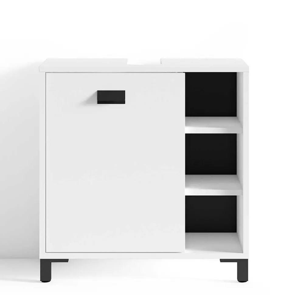Waschbeckenunterschrank in Weiß mit Schwarz - Envaton