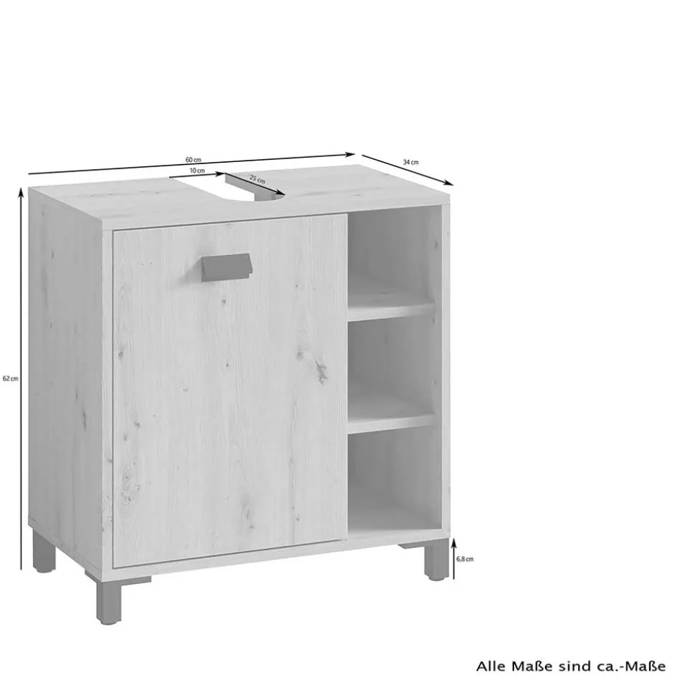 Waschbeckenunterschrank in Weiß mit Schwarz - Envaton