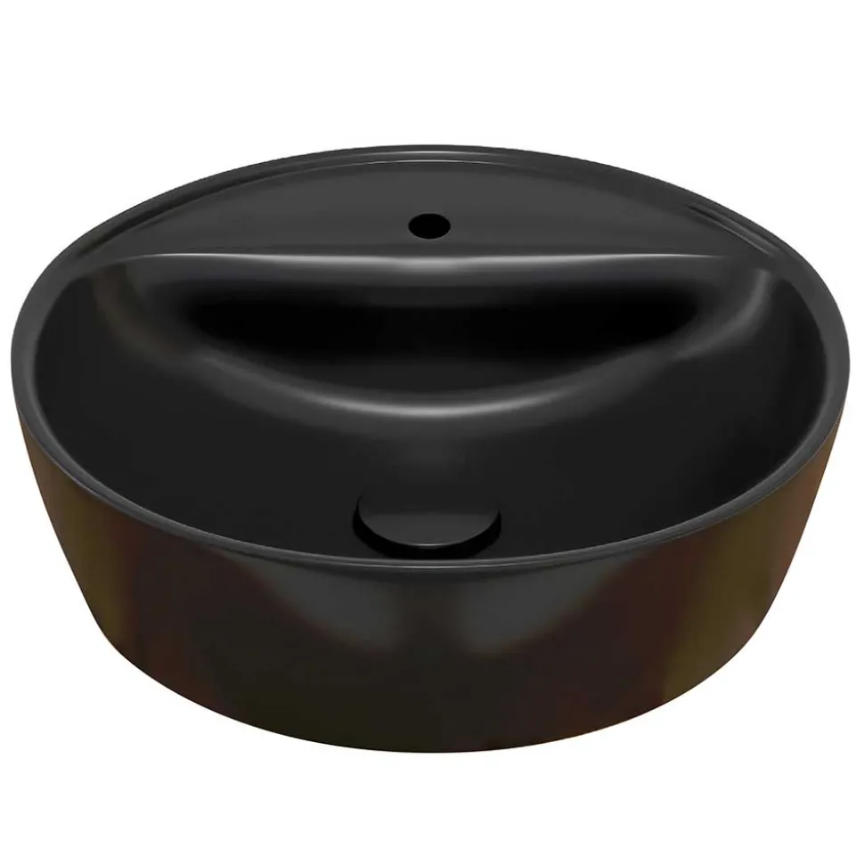 Waschkommode mit Aufsatzbecken in Schwarz - Crystoga