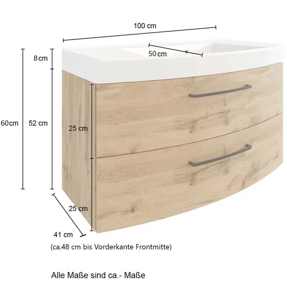 Waschkonsole in Holzdekor Wildeiche - Arazony