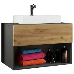 Waschkonsole in Wildeiche Honig & Anthrazit - Effect