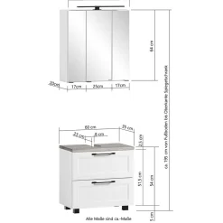 Waschplatz Einrichtung in Weiß mit Wildeiche - Gyatso (zweiteilig)