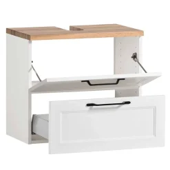 Waschplatz Einrichtung in Weiß mit Wildeiche - Gyatso (zweiteilig)