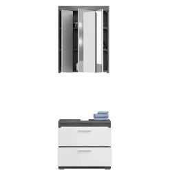 Waschplatz Möbel in Weiß HG & Grau - Nancys (zweiteilig)