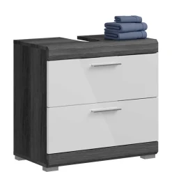 Waschplatz Möbel in Weiß HG & Grau - Nancys (zweiteilig)