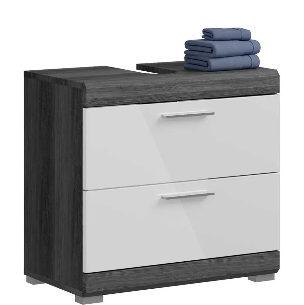 Waschplatz Möbel in Weiß HG & Grau - Nancys (zweiteilig)